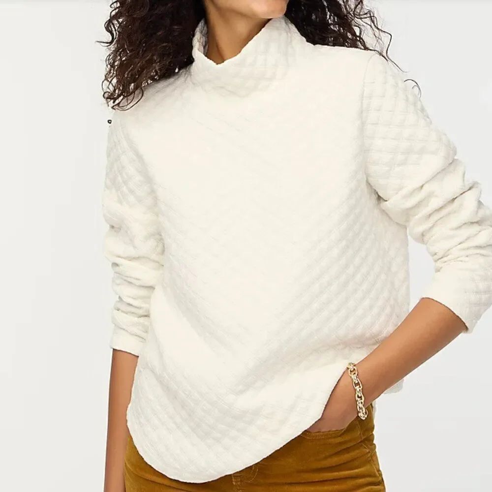 J. Crew Factory BL249 Quilted Mockneck Pullover For Women NWT size xxs